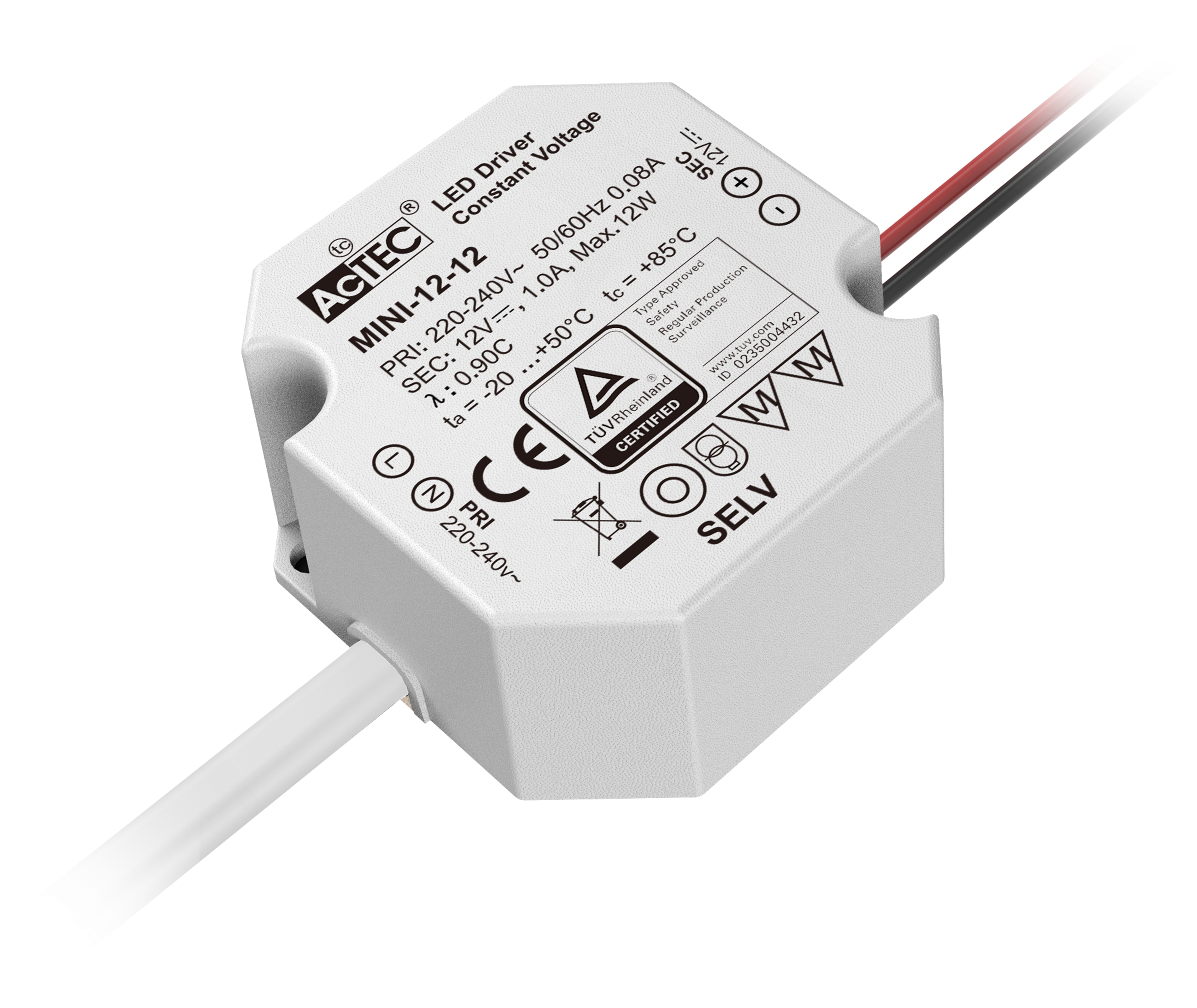 ACTEC MINI-12-24/12W 0-0.5 Output24v Input220-240V IP65/ERP Non-dimmable driver
